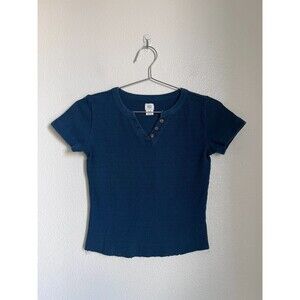 BDG Faith Henley Top in Blue Size SMALL